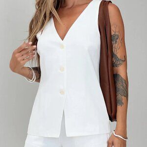 Princess Polly LESKY white button down vest